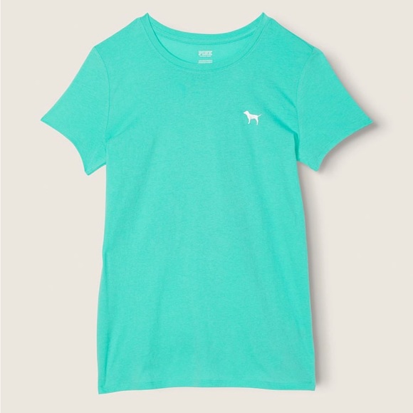 VS Pink 2-Piece SET Teal Ice Foil Relaxed Joggers & Teal Ice Foil Perfect Tee - Picture 6 of 15